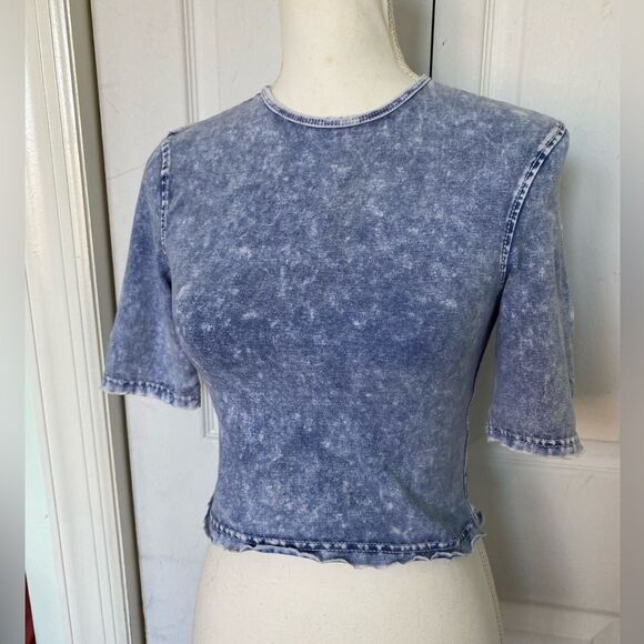 Weekday Brand Swedish Distressed Denim Tee - Picture 1 of 4